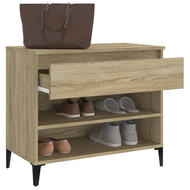 The Living Store Schoenenkast - Sonoma Eiken - 70 x 36 x 60 cm - Stevig bewerkt hout en metaal