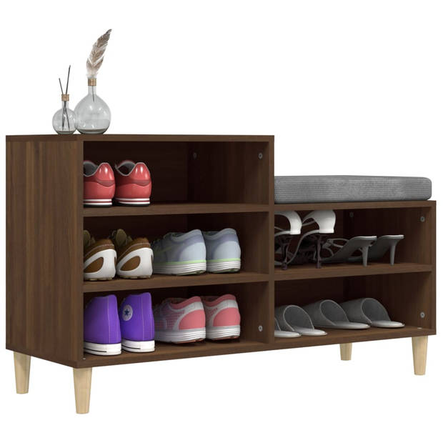 The Living Store Schoenenkast - Elegant - Houten poten - 5 vakken - Stevig blad - Flexibele installatie - 102 x 36 x 60