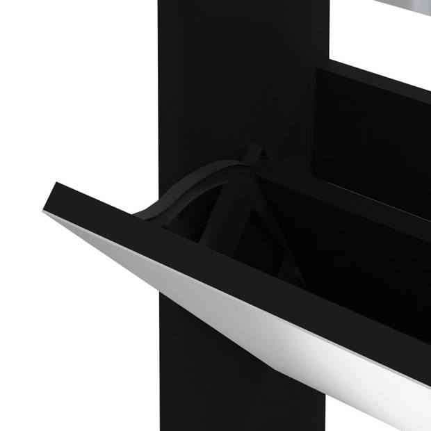 vidaXL Schoenenkast met spiegel 3-laags 63x17x102,5 cm zwart