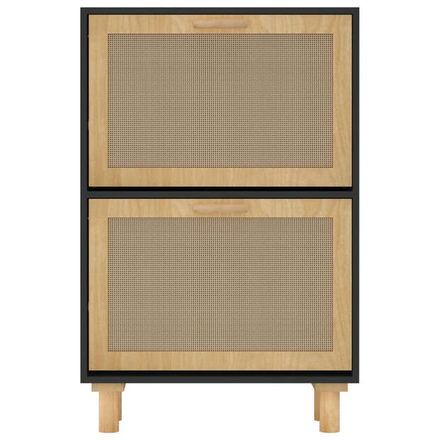 vidaXL Schoenenkast 52x25x80 cm bewerkt hout en rattan zwart