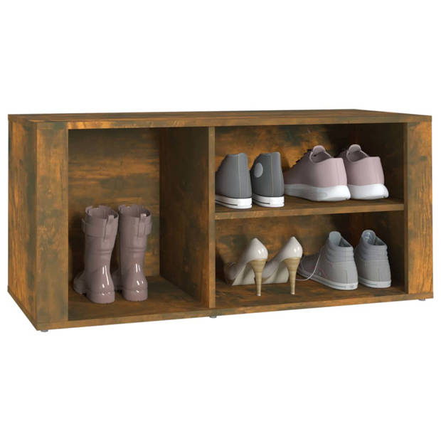 The Living Store Schoenenkast - Gerookt eiken - 100 x 35 x 45 cm - Stabiel - Veel opbergruimte