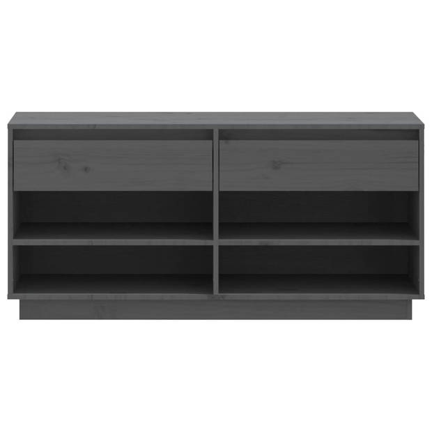 The Living Store Schoenenkast - Grenenhout - 110 x 34 x 52 cm - Grijs