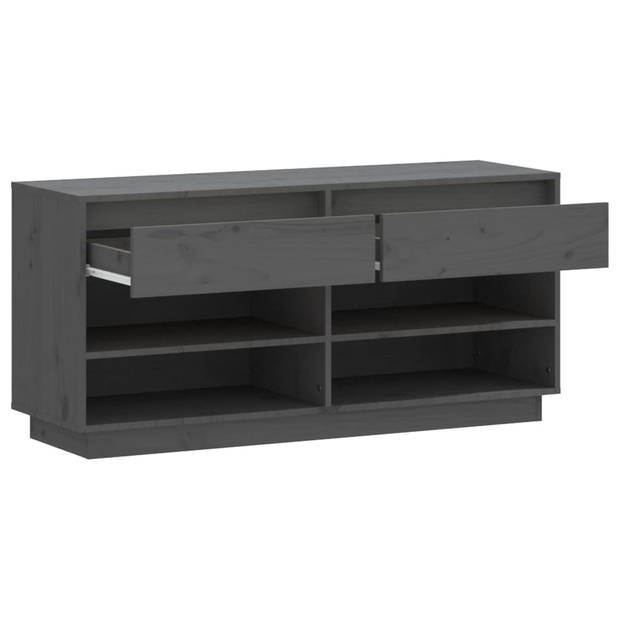 The Living Store Schoenenkast - Grenenhout - 110 x 34 x 52 cm - Grijs