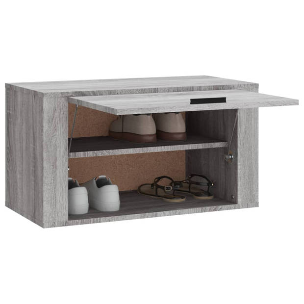 vidaXL Wandschoenenkast 70x35x38 cm massief grenenhout sonoma grijs