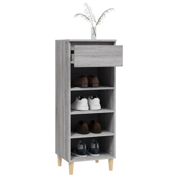 The Living Store Schoenenkast 4 open schappen - 40 x 36 x 105 cm - grijs sonoma eiken