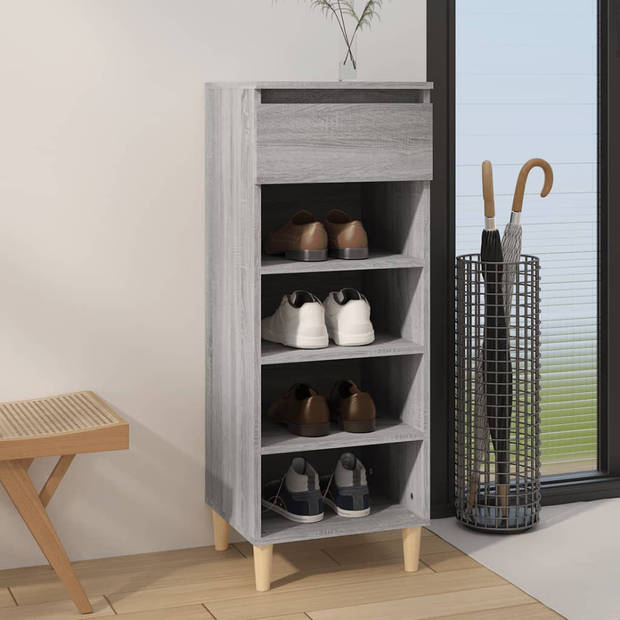 The Living Store Schoenenkast 4 open schappen - 40 x 36 x 105 cm - grijs sonoma eiken