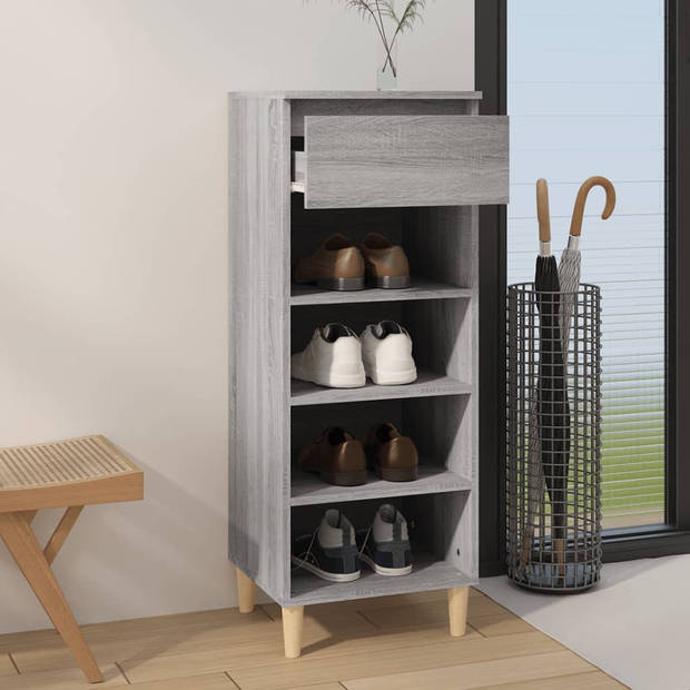 The Living Store Schoenenkast 4 open schappen - 40 x 36 x 105 cm - grijs sonoma eiken