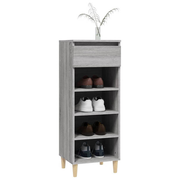 The Living Store Schoenenkast 4 open schappen - 40 x 36 x 105 cm - grijs sonoma eiken