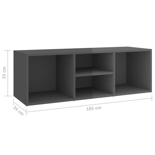 The Living Store Schoenenbank - Trendy gelat ontwerp - Schoenenkast - 105 x 35 x 35 cm - Hoogglans grijs