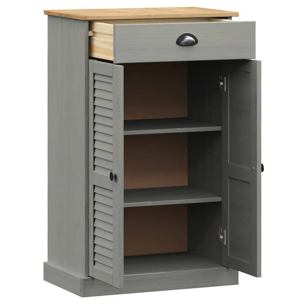 The Living Store VIGO Schoenenkast - 60 x 35 x 96 cm - Massief grenenhout - Grijs