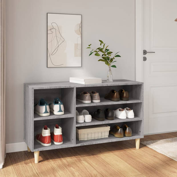 The Living Store Schoenenkast - Grijs Sonoma Eiken - 102 x 36 x 60 cm - Hoge kwaliteit - Voldoende opbergruimte