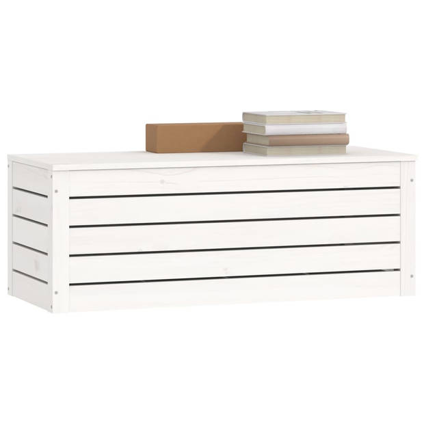 vidaXL Opbergbox wit 89x36,5x33 cm massief grenenhout