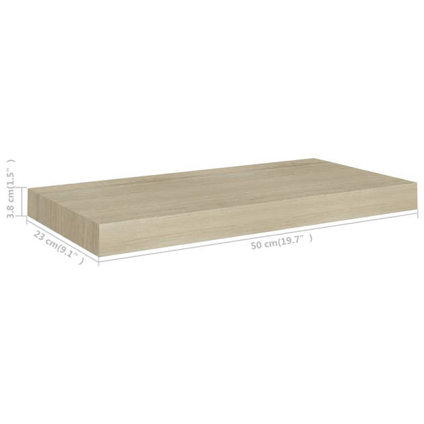 vidaXL Wandschappen zwevend 2 st 50x23x3,8 cm MDF eikenkleurig