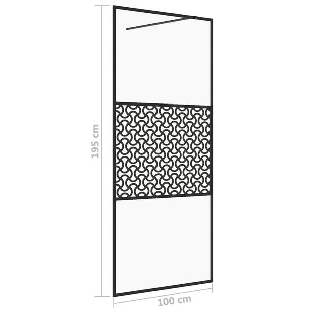 vidaXL Inloopdouchewand 100x195 cm ESG-glas transparant en zwart