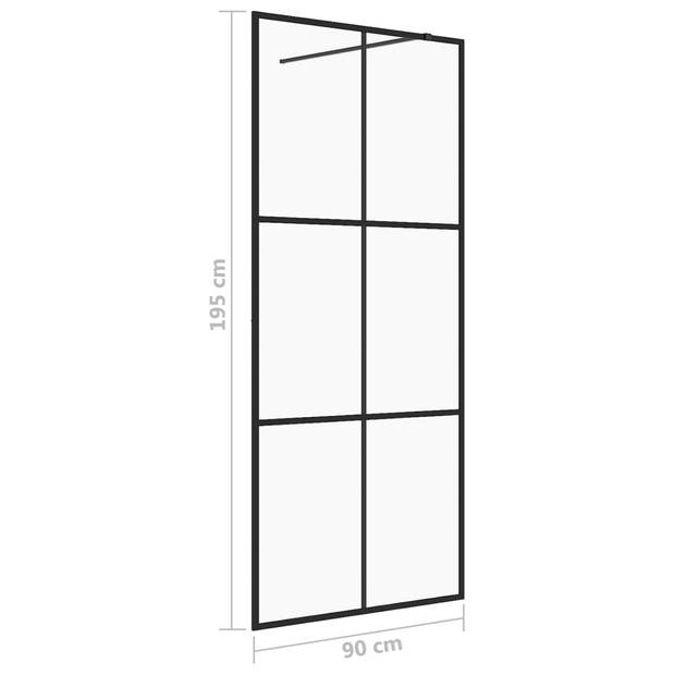 vidaXL Inloopdouchewand 90x195 cm ESG-glas transparant en zwart