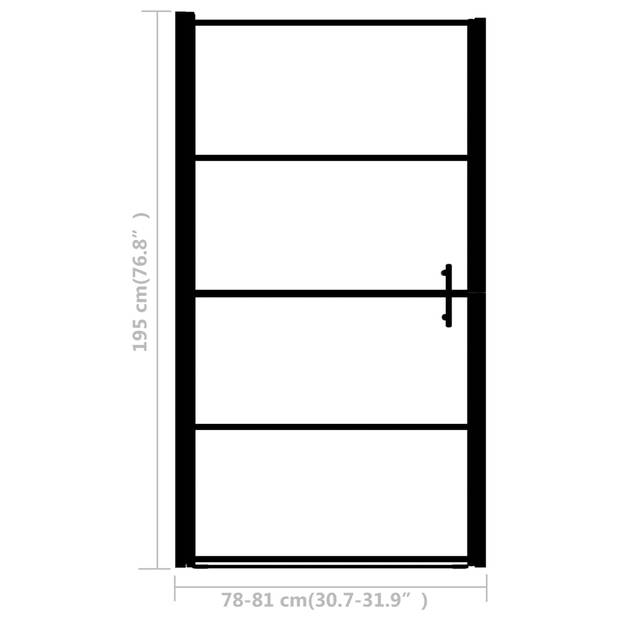 vidaXL Douchedeur mat 81x195 cm gehard glas zwart