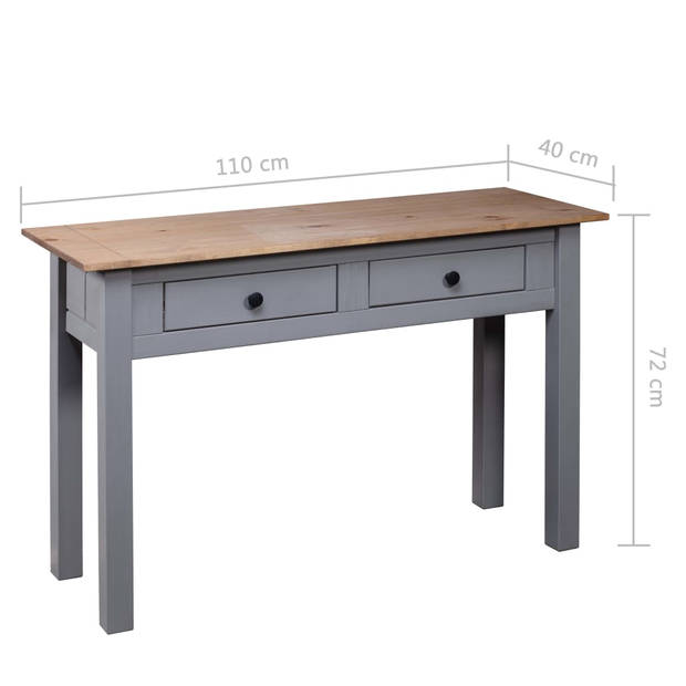 vidaXL Wandtafel Panama Range 110x40x72 cm massief grenenhout grijs