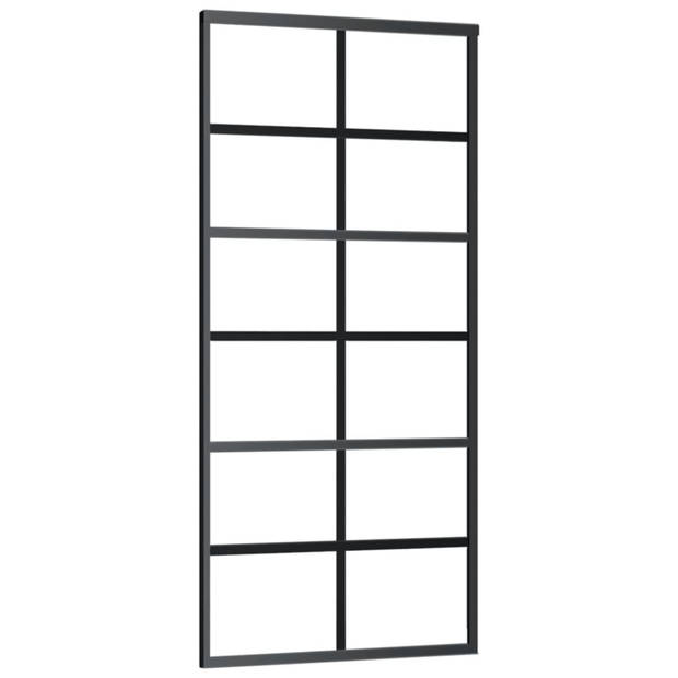 vidaXL Schuifdeur 90x205 cm ESG-glas en aluminium zwart