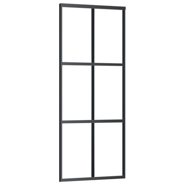 vidaXL Schuifdeur 76x205 cm ESG-glas en aluminium zwart