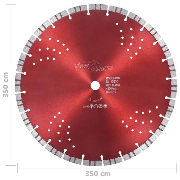 vidaXL Diamantzaagblad met turbo en gaten 350 mm staal