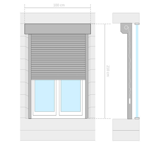 The Living Store Rolluiken - Aluminium - 100 x 210 cm - Antraciet