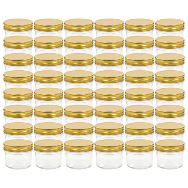 vidaXL Jampotten met goudkleurige deksels 48 st 110 ml glas