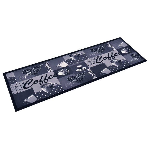 vidaXL Keukenmat wasbaar Coffee 60x180 cm blauw