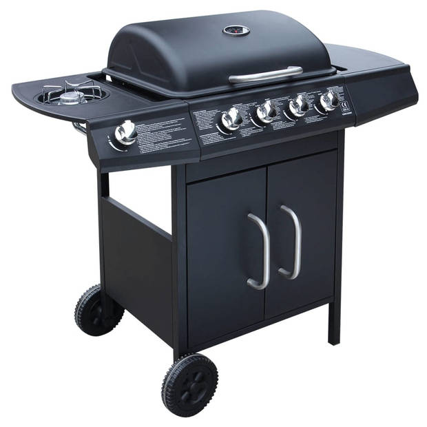 vidaXL Gasbarbecue 4+1 kookzone zwart