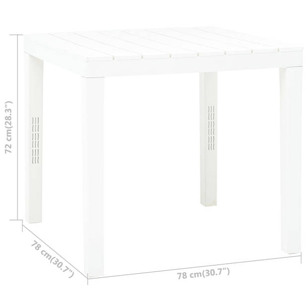 vidaXL Tuintafel 78x78x72 cm kunststof wit