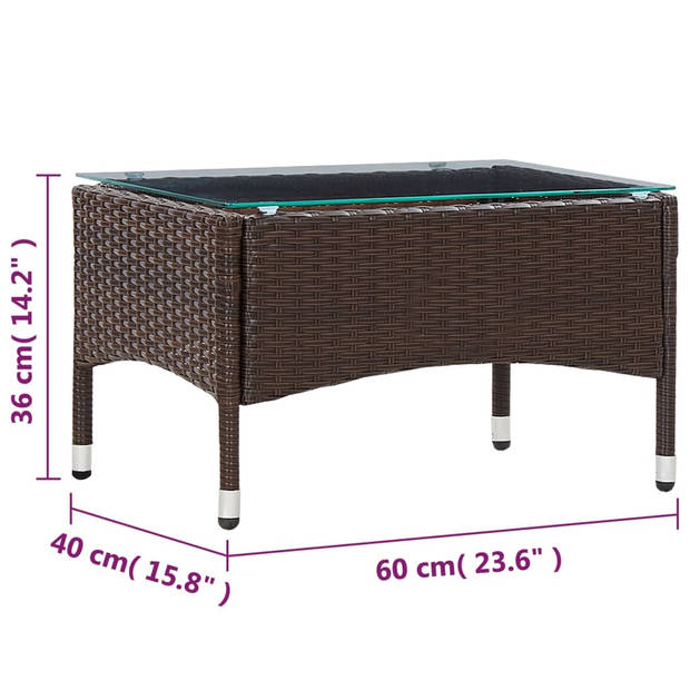 vidaXL Salontafel 60x40x36 cm poly rattan bruin