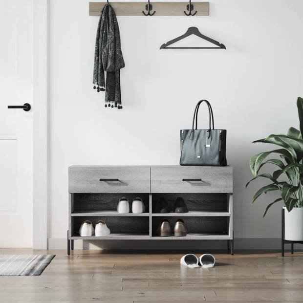 The Living Store Schoenenbank - Grijs Sonoma Eiken - 102 x 35 x 55 cm - Trendy en praktisch