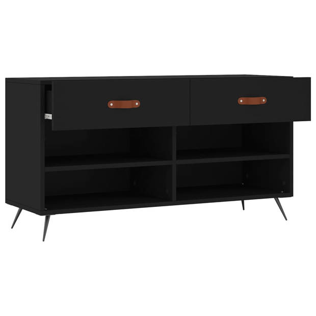 The Living Store Schoenenbank - Hout en IJzer - 102 x 35 x 55 cm - Zwart