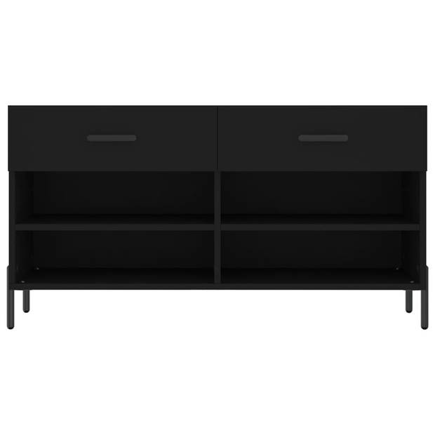 The Living Store Schoenenbank - Hout en IJzer - 102 x 35 x 55 cm - Zwart