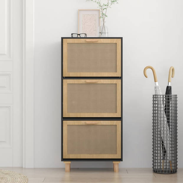 The Living Store Scandinavisch Schoenenrek - 52 x 42 x 115 cm - 3 lades - Zwart