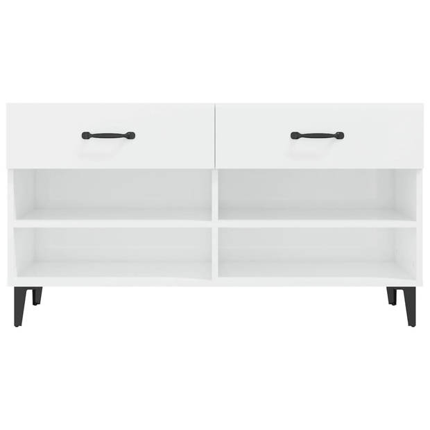 The Living Store Schoenenkast - Hoogglans wit - 102 x 35 x 55 cm - Stevig materiaal