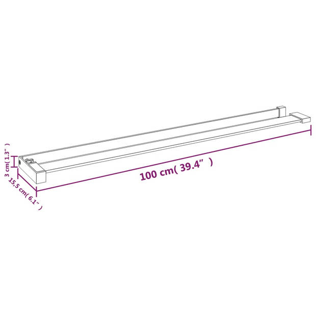 vidaXL Wandschap voor inloopdouchewand 100 cm aluminium chroomkleurig