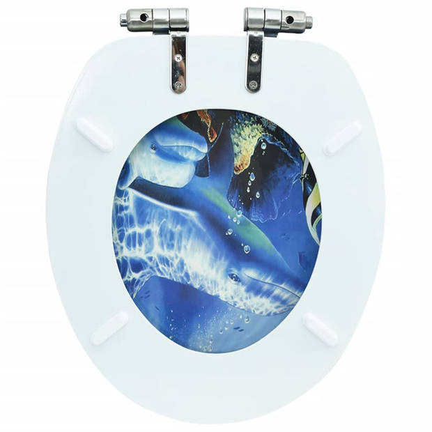 vidaXL Toiletbril met soft-close deksel dolfijn MDF