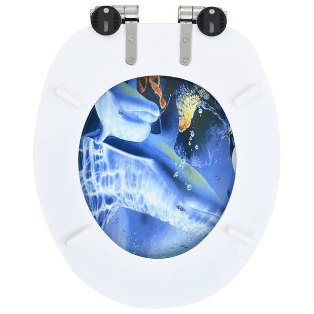 The Living Store Toiletbril Dolfijn Design - MDF - Soft-close - Verstelbare Breedte - 42.5 x 35.8 cm -