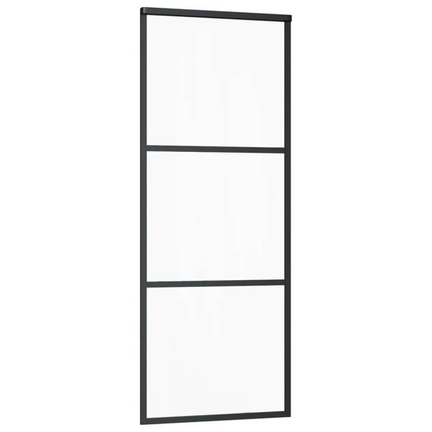 vidaXL Schuifdeur 76x205 cm ESG-glas en aluminium zwart