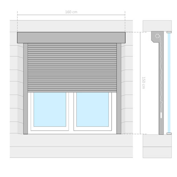 The Living Store Rolluiken - Antraciet - 160 x 150 cm - Aluminiumplaat met polyurethaanschuim vulling