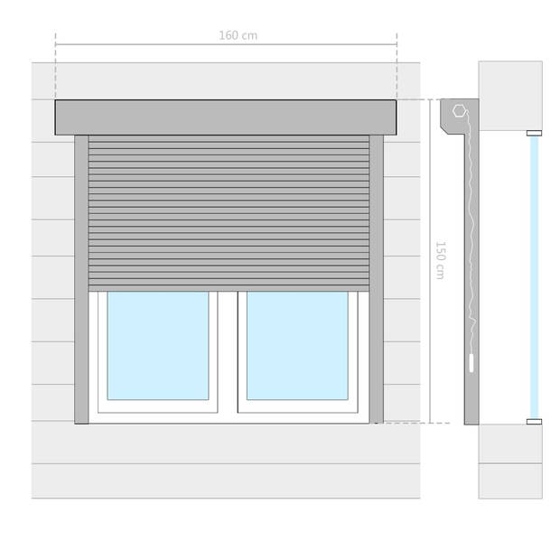 The Living Store Rolluiken - Antraciet - 160 x 150 cm - Aluminiumplaat met polyurethaanschuim vulling