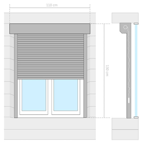 The Living Store Rolluik Aluminium 110x130 cm - Wit - Hoogwaardig materiaal