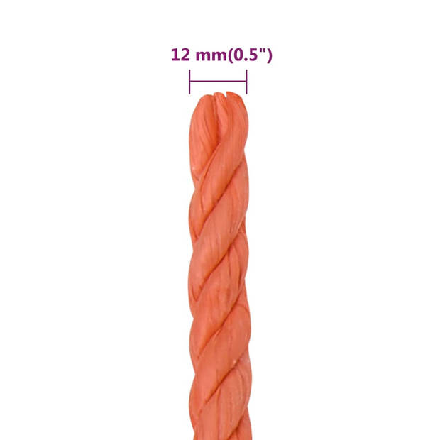 vidaXL Werktouw 12 mm 50 m polypropeen oranje