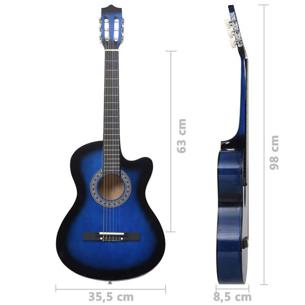 vidaXL Gitaar cutaway met 6 snaren western klassiek 38" getint blauw