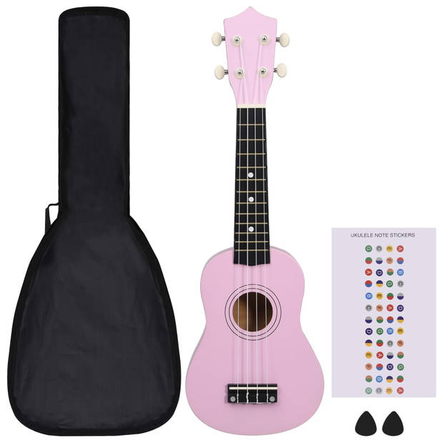 vidaXL Ukuleleset met tas voor kinderen sopraan 21'' roze