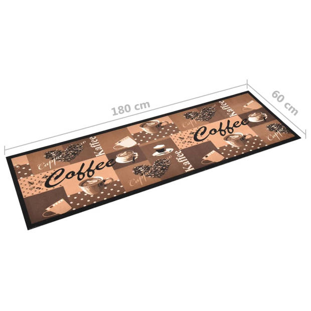 vidaXL Keukenmat wasbaar Coffee 60x180 cm bruin