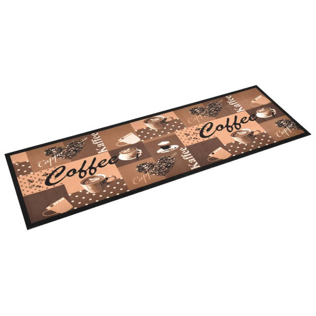 vidaXL Keukenmat wasbaar Coffee 60x180 cm bruin