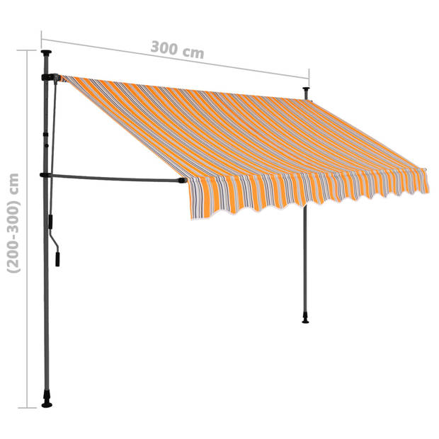 vidaXL Luifel handmatig uitschuifbaar met LED 300 cm geel en blauw