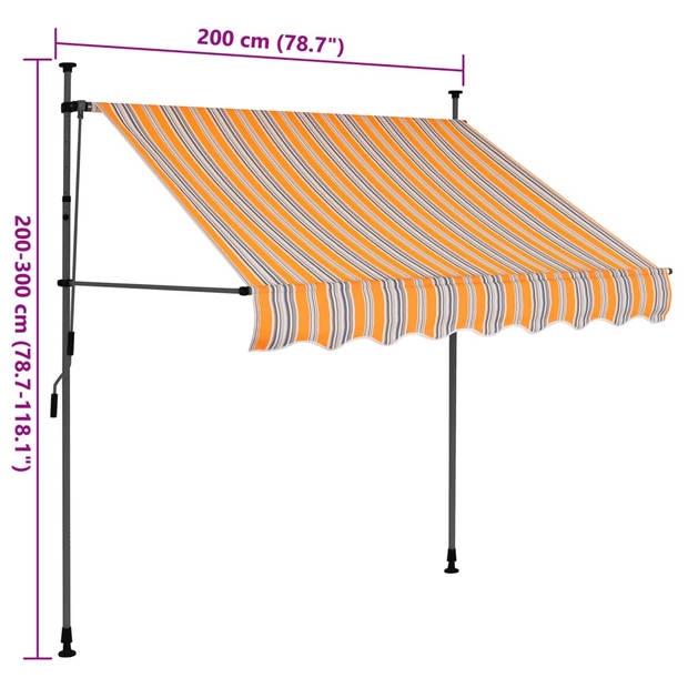 vidaXL Luifel handmatig uitschuifbaar met LED 200 cm geel en blauw