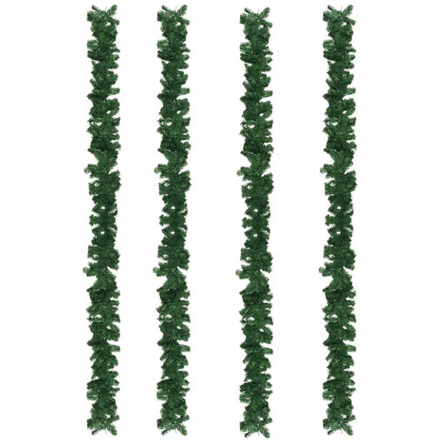 The Living Store Guirlande Kerstslinger - 4 x 270 cm - Groen PVC - Weerbestendig